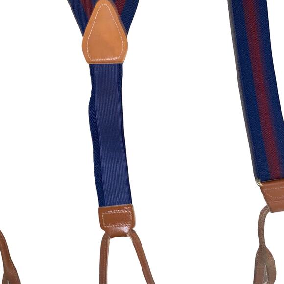 Vintage Y-shaped Striped Navy Adjustable Suspenders with button attachments - Picture 5 of 6